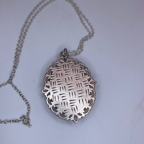 925 SILVER 18" CHAIN WITH ORANGE STONE PENDANT - Picture 5 of 6